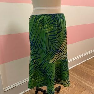 Express 100% silk palm leaf print skirt size M